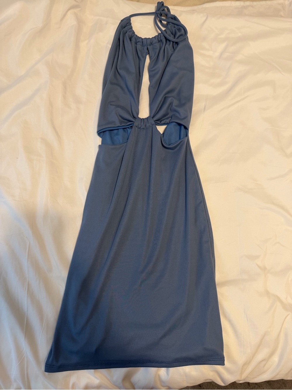 Backless Navy Blue Halter Cutout Dress